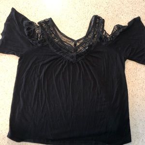 Black cold shoulder, short sleeve, Maurices M